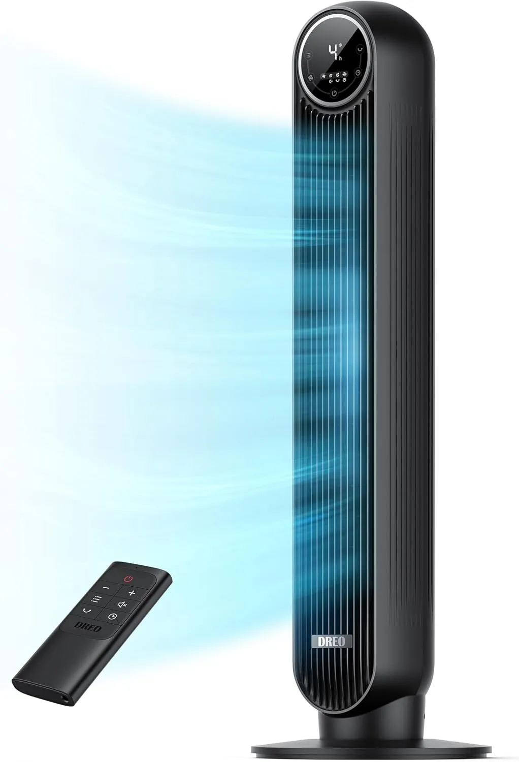 Tower Fan for Bedroom, 28ft/s Velocity, 20dB Ultra Quiet, 8 Speeds | 2026 Upgraded DC Motor, 90° Oscillating, 4 Modes Standing Fan, Bladeless Fan for Indoors, Floor Fans with Remote, Black